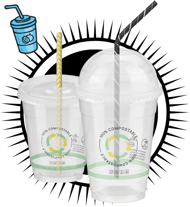 Vasos 100% compostables transparentes