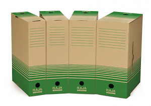 Caja de archivo marrón y verde reciclada - Rajapack
