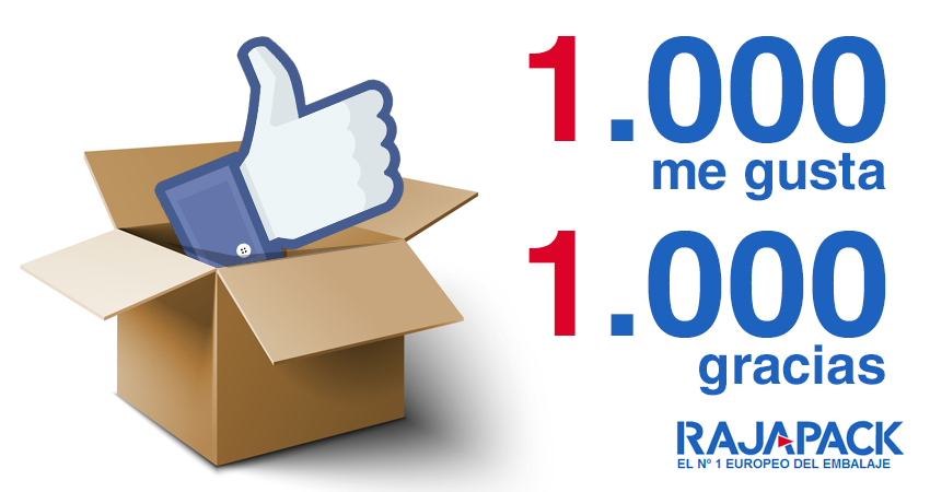 1000 me gusta en Facebook y 1000 gracias en Rajapack