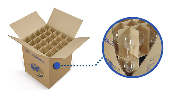 Celdas interiores para cajas de cartón para mudanzas
