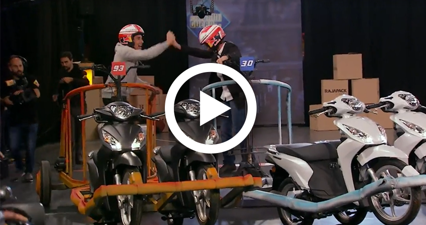 Video carrera Marc Marquez vs Pablo Motos en El Hormiguero