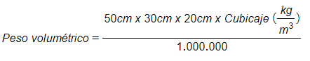 Peso volumétrico con cubicaje