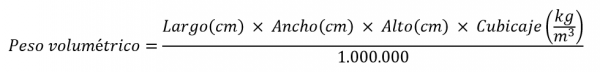 Fórmula para calcular el peso volumétrico: opción 1