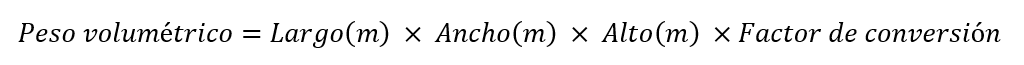 Fórmula para calcular el peso volumétrico: opción 2