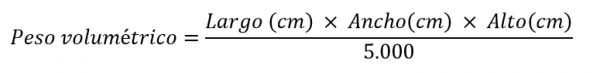 Fórmula para calcular el peso volumétrico: opción 3