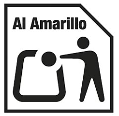 Símbolo de marcaje industrial para productos que se reciclan al contenedor amarillo