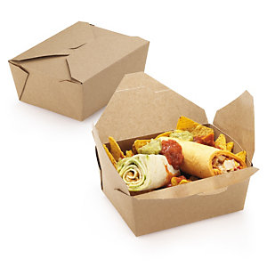 Cajas de comida para llevar elaboradas con cartoncillo kraft
