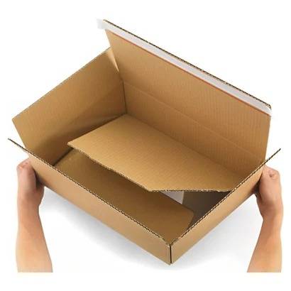 Montaje instantáneo de una caja de cartón con cierre adhesivo