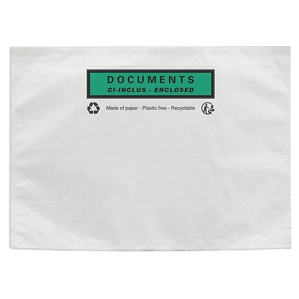 Bolsa adhesiva portadocumentos en papel con mensaje RAJA®