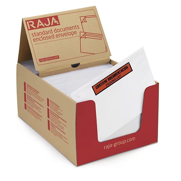 Bolsa portadocumentos con mensaje "Contiene documentación Packing List"